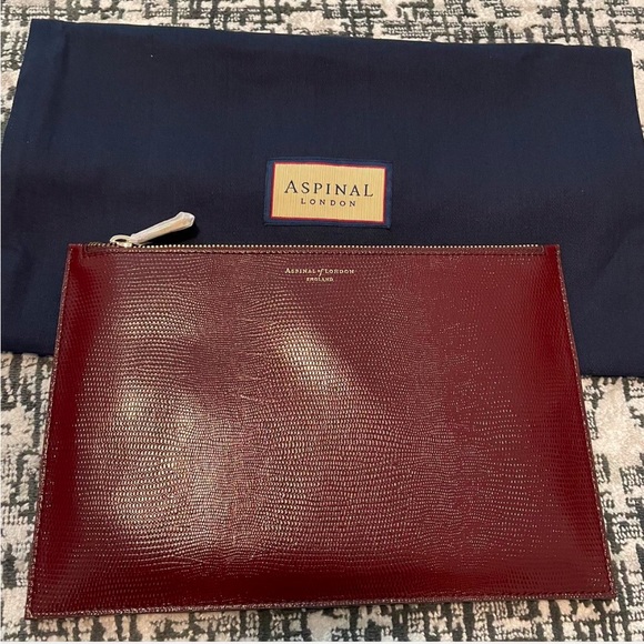 ASPINAL OF LONDON
Large Essential lizard-embossed leather flat pouch - Picture 4 of 7